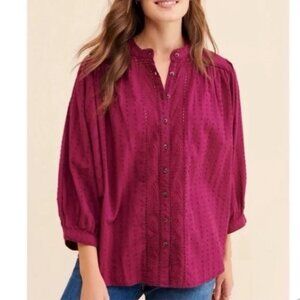 Anthropologie Pilcro and the Letterpress Half Sleeve Button Down Shirt Size XS